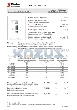 SGL34 datasheet - Surface Mount Schottky-Rectifiers