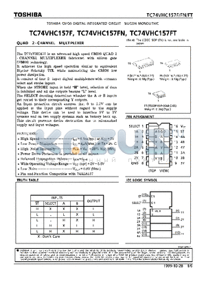 TC74VHC157FT datasheet - QUAD 2-CHANNEL MULTIPLEXER