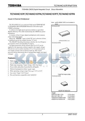 TC74VHC157FT datasheet - Quad 2-Channel Multiplexer