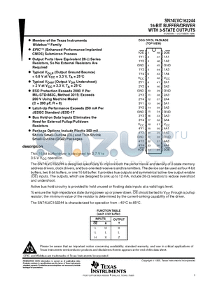 SN74LVC162244DL datasheet - 16-BIT BUFFER/DRIVER WITH 3-STATE OUTPUTS