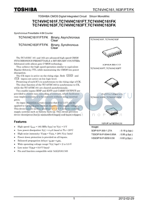 TC74VHC163FT_12 datasheet - Binary, Asynchronous Clear