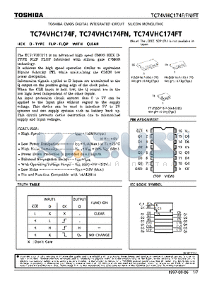 TC74VHC174FN datasheet - HEX D-TYPE FLIP-FLOP WITH CLEAR