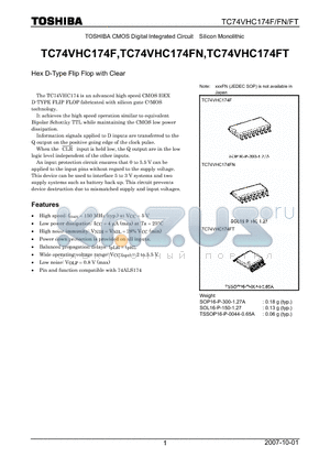 TC74VHC174FN datasheet - Hex D-Type Flip Flop with Clear