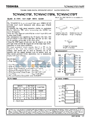 TC74VHC175FT datasheet - QUAD D-TYPE FLIP-FLOP WITH CLEAR