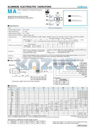 UMA0G101MCD datasheet - ALUMINUM ELECTROLYTIC CAPACITORS