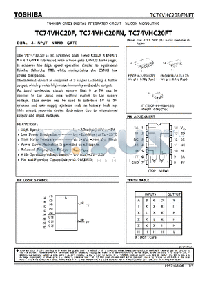 TC74VHC20FN datasheet - DUAL 4-INPUT NAND GATE