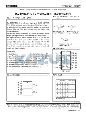 TC74VHC21FT datasheet - DUAL 4-INPUT AND GATE