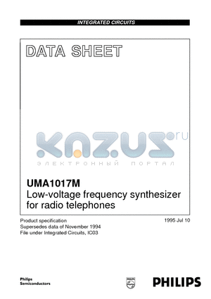 UMA1017M datasheet - Low-voltage frequency synthesizer for radio telephones