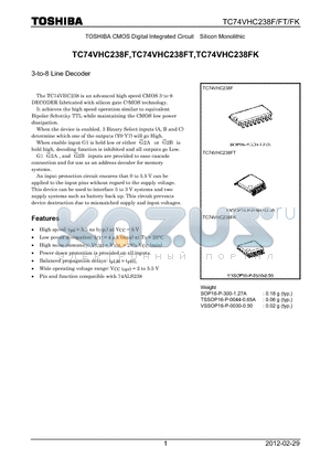 TC74VHC238FK_12 datasheet - 3-to-8 Line Decoder