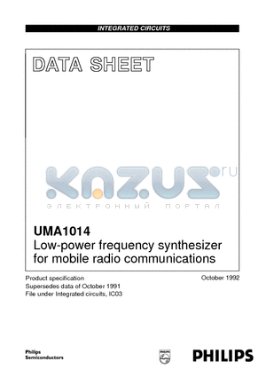 UMA1014 datasheet - Low-power frequency synthesizer for mobile radio communications