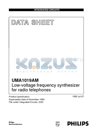 UMA1019AM datasheet - Low-voltage frequency synthesizer for radio telephones