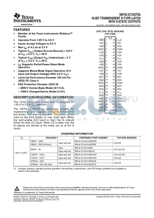 SN74LVC16373ADGGR datasheet - 16-BIT TRANSPARENT D-TYPE LATCH WITH 3-STATE OUTPUTS