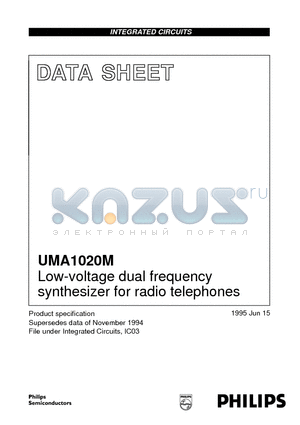 UMA1020M datasheet - Low-voltage dual frequency synthesizer for radio telephones