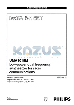 UMA1015M/C2 datasheet - Low-power dual frequency synthesizer for radio communications