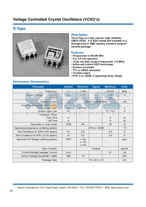 SGLGLA44.736 datasheet - Voltage Controlled Crystal Oscillators