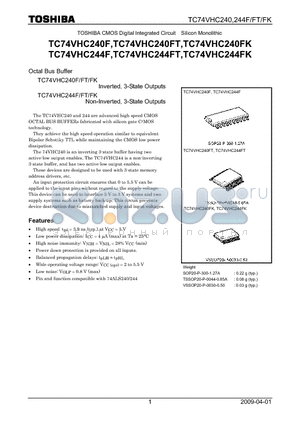 TC74VHC244FK_12 datasheet - Inverted, 3-State Outputs or Non-Inverted, 3-State Outputs