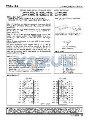 TC74VHC244FW datasheet - OCTAL BUS BUFFER. INVERTED/NON-INVERTED, 3-STATE OUTPUTS
