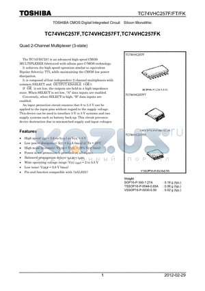 TC74VHC257F_12 datasheet - Quad 2-Channel Multiplexer (3-state)