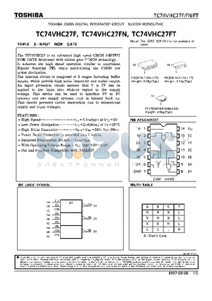 TC74VHC257FT datasheet - TRIPLE 3-INPUT NOR GATE