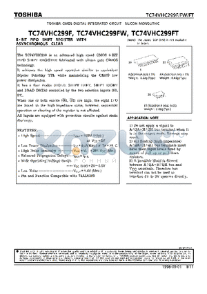 TC74VHC299FT datasheet - 8-BIT PIPO SHIFT REGISTER WITH ASYNCHRONOUS CLEAR