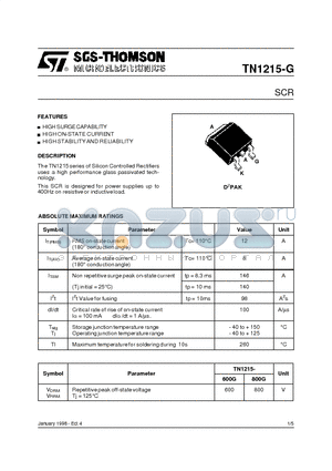 TN1215-800G datasheet - SCR