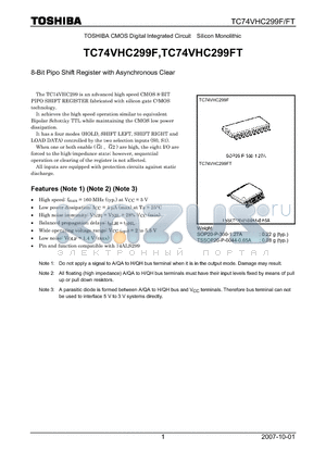 TC74VHC299F_12 datasheet - 8-Bit Pipo Shift Register with Asynchronous Clear