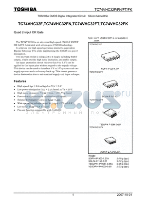 TC74VHC32FK datasheet - Quad 2-Input OR Gate