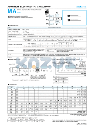 UMA1H100MCD datasheet - ALUMINUM ELECTROLYTIC CAPACITORS