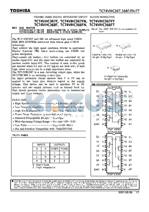 TC74VHC367FN datasheet - HEX BUS BUFFER NON-INVERTED/INVERTED, 3-STATE OUTPUTS