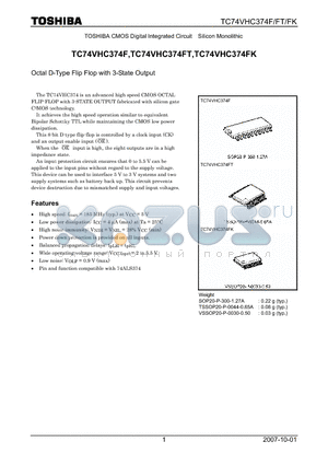 TC74VHC374FT datasheet - Octal D-Type Flip Flop with 3-State Output
