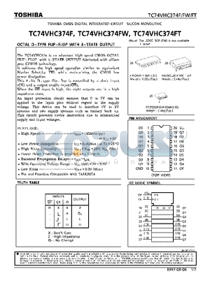 TC74VHC374FW datasheet - OCTAL D-TYPE FLIP-FLOP WITH 3-STATE OUTPUT