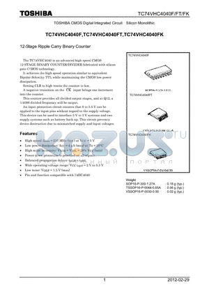 TC74VHC4040FK_12 datasheet - 12-Stage Ripple Carry Binary Counter