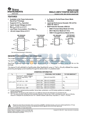 SN74LVC1G02DBVRE4 datasheet - SINGLE 2-INPUT POSITIVE NOR-GATE