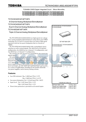 TC74VHC4051AFK datasheet - Analog Multiplexer/Demultiplexer