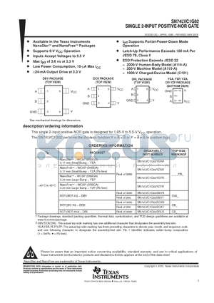 SN74LVC1G02DCKR datasheet - SINGLE 2-INPUT POSITIVE-NOR GATE