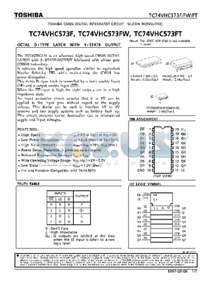 TC74VHC573FT datasheet - OCTAL D-TYPE LATCH WITH 3-STATE OUTPUT