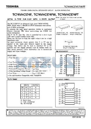 TC74VHC574F datasheet - OCTAL D-TYPE FLIP-FLOP WITH 3-STATE OUTPUT