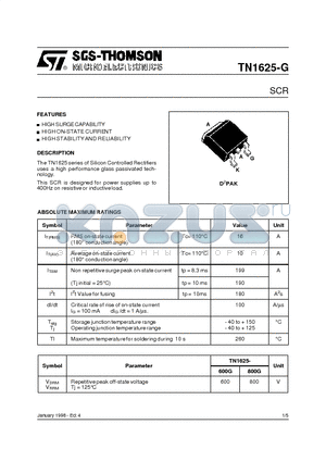 TN1625-600G datasheet - SCR