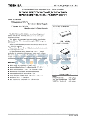 TC74VHC541FT datasheet - Octal Bus Buffer