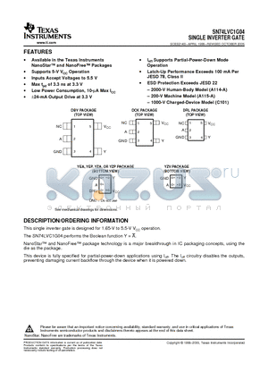 SN74LVC1G04DBV datasheet - SINGLE INVERTER