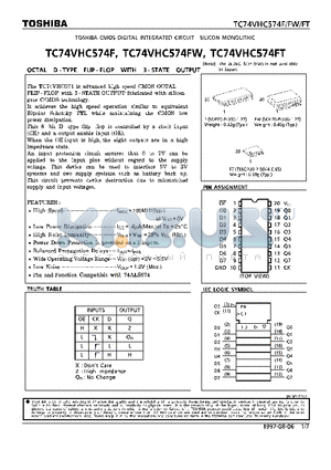 TC74VHC574FW datasheet - OCTAL D-TYPE FLIP-FLOP WITH 3-STATE OUTPUT