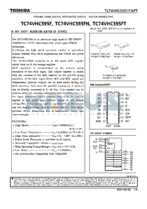 TC74VHC595F datasheet - 8 BIT SHIFT REGISTER /LATCH