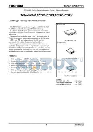 TC74VHC74F_12 datasheet - Dual D-Type Flip-Flop with Preset and Clear