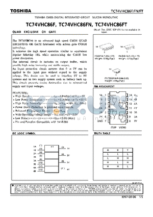 TC74VHC86F datasheet - QUAD EXCLUSIVE OR GATE