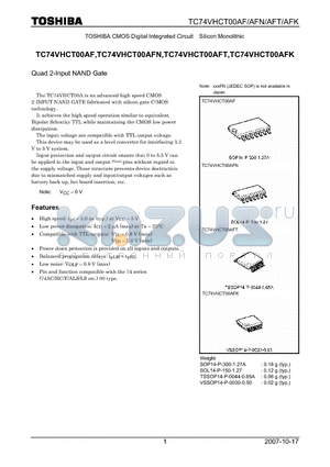 TC74VHCT00AF_07 datasheet - Quad 2-Input NAND Gate