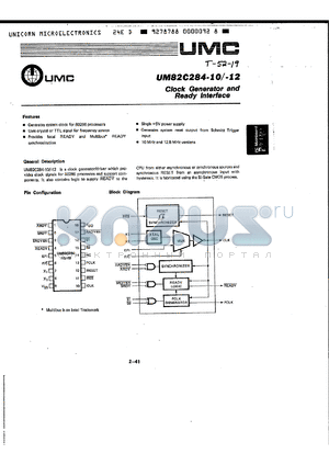 UMC82C284-10 datasheet - Clock Generator and Ready Interface