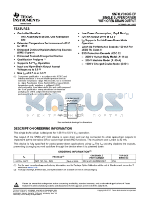 SN74LVC1G07-EP datasheet - SINGLE BUFFER/DRIVER WITH OPEN-DRAIN OUTPUT