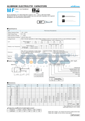 UMF0J680MDD datasheet - ALUMINUM ELECTROLYTIC CAPACITORS