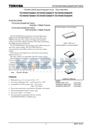 TC74VHCT240AFT datasheet - Octal Bus Buffer