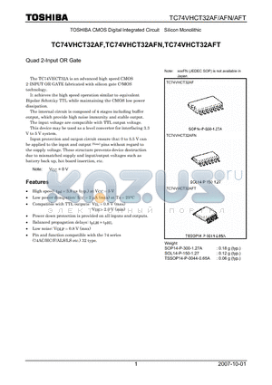 TC74VHCT32AFT datasheet - Quad 2-Input OR Gate